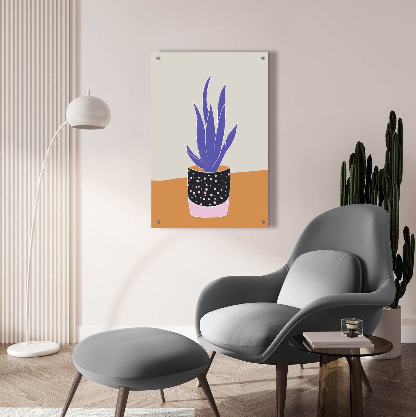 Epic Art 'Tropical Plant On A Pot Hot And Cold Trend' by Sabrina Balbuena, Acrylic Glass Wall Art,24x36