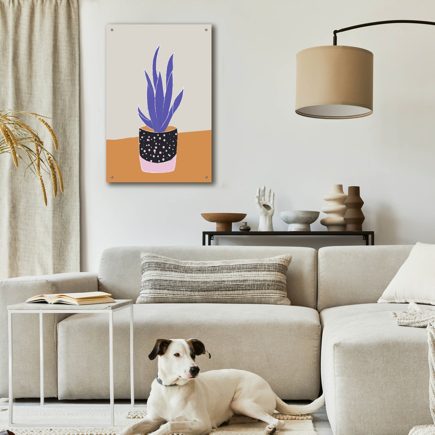 Epic Art 'Tropical Plant On A Pot Hot And Cold Trend' by Sabrina Balbuena, Acrylic Glass Wall Art,24x36