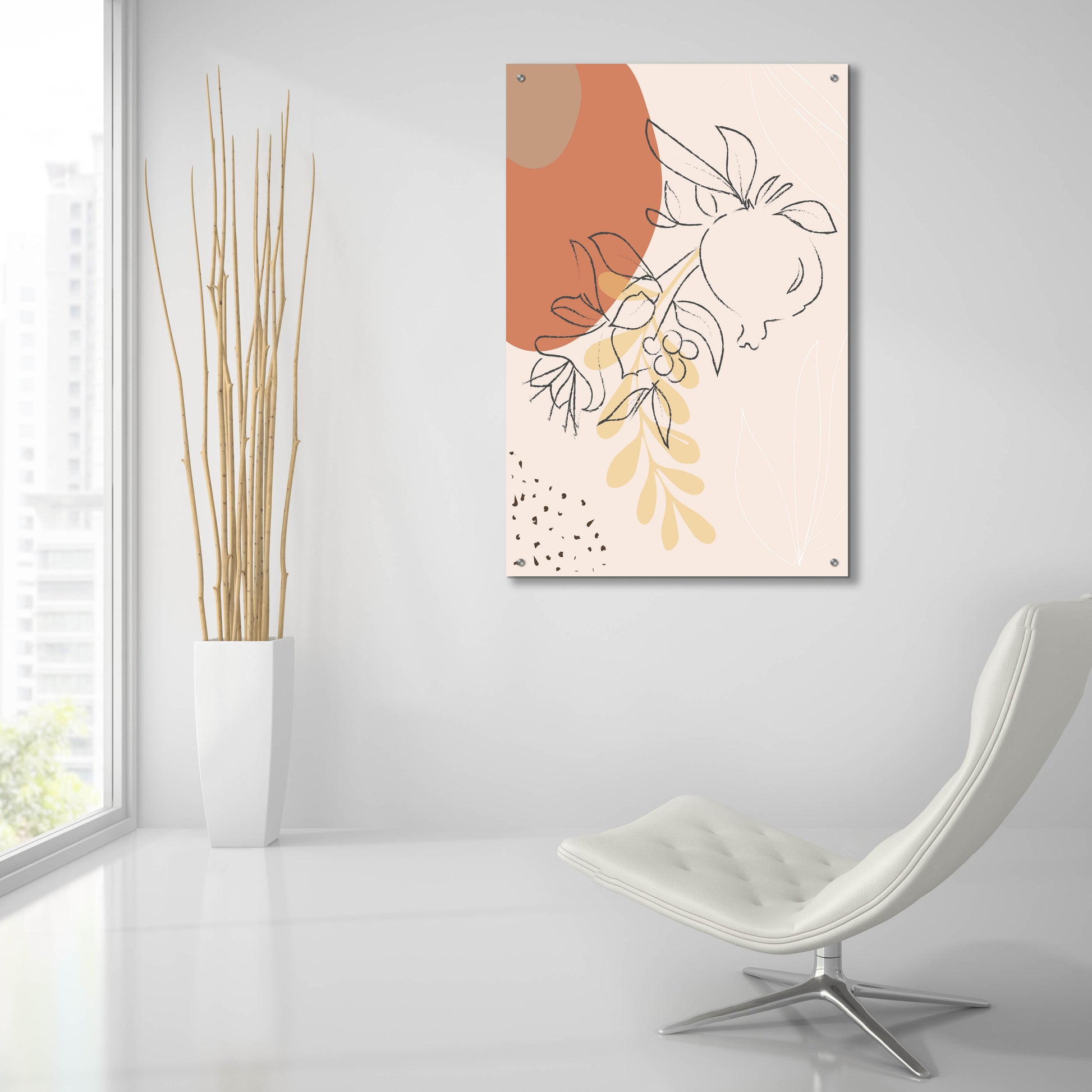 Epic Art 'Tropical Fruit Branch Abstract Shapes' by Sabrina Balbuena, Acrylic Glass Wall Art,24x36