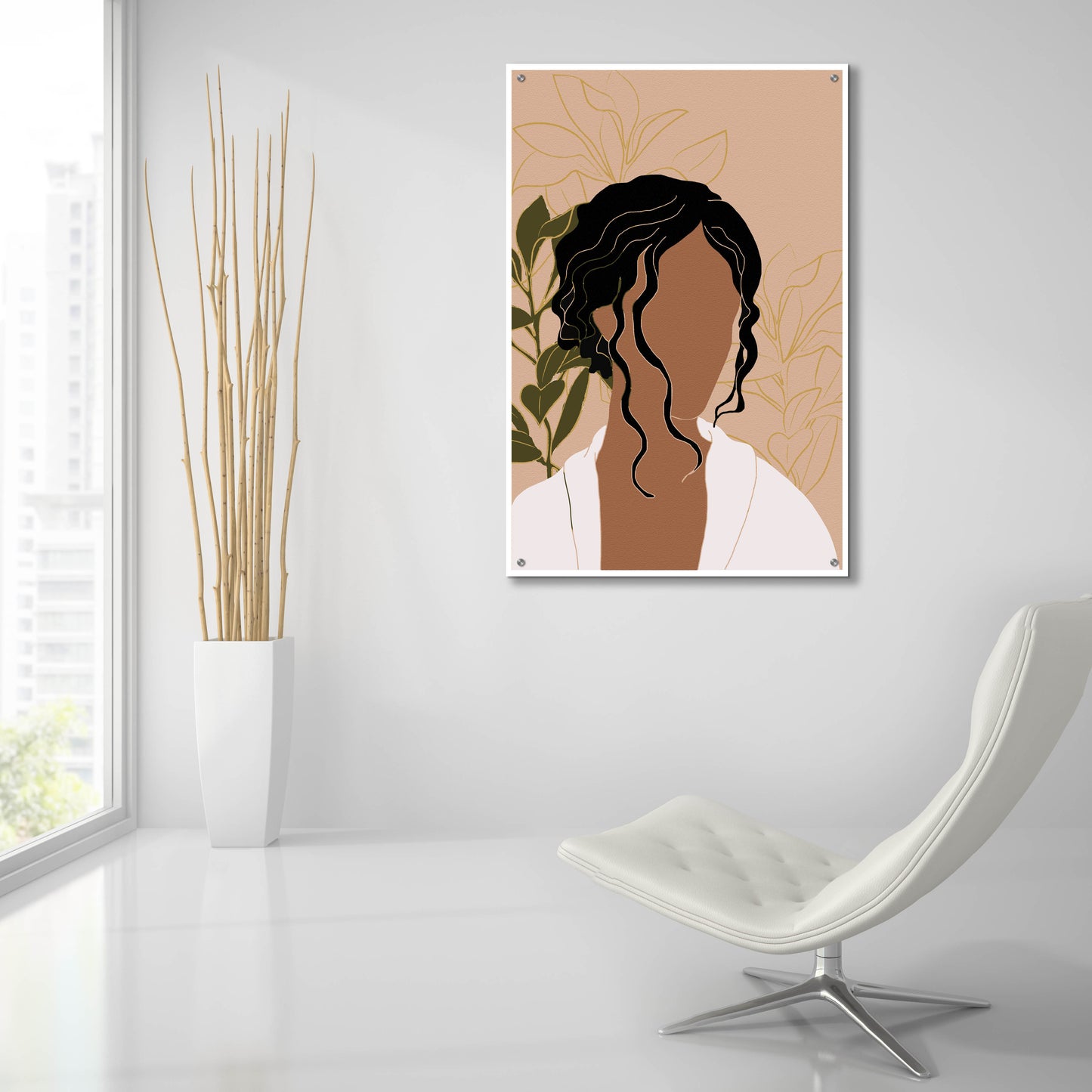 Epic Art 'Simple Woman Tropical Portrait' by Sabrina Balbuena, Acrylic Glass Wall Art,24x36