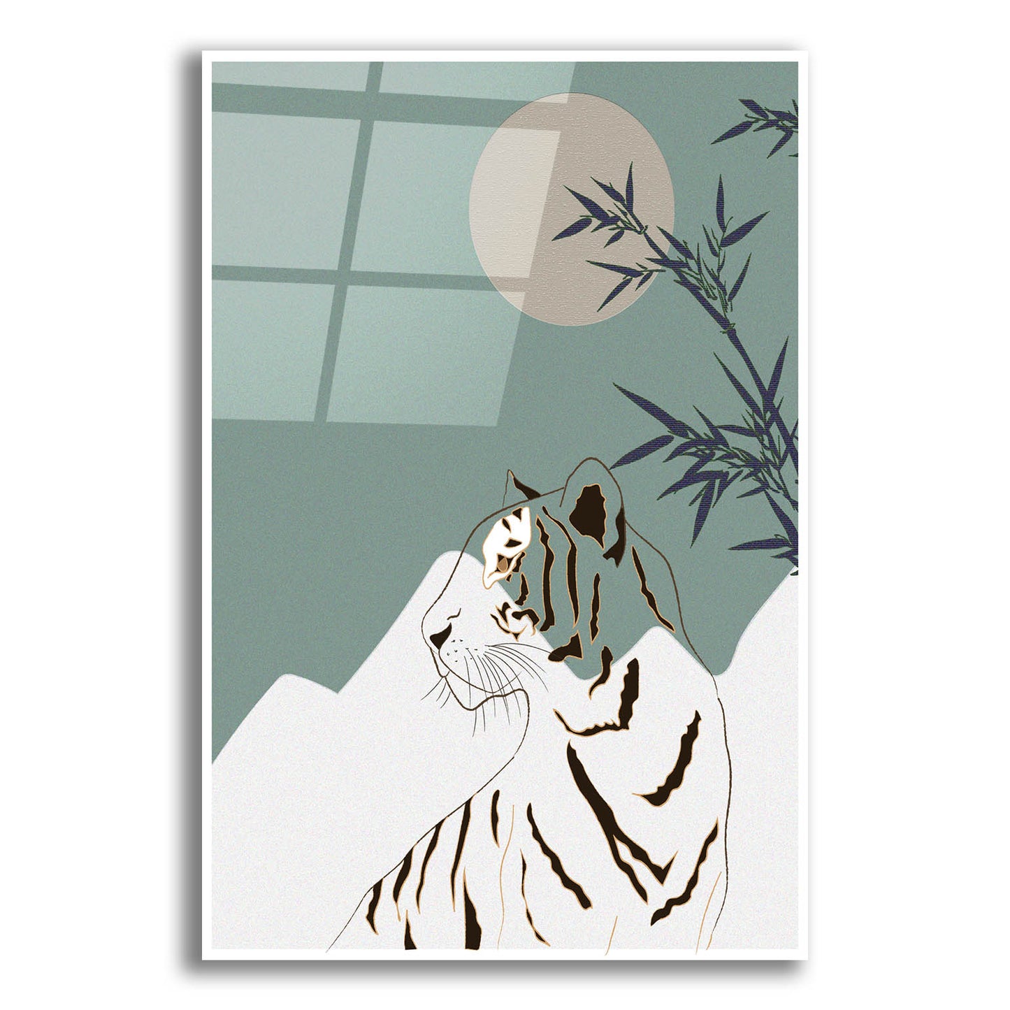 Epic Art 'Japanese Art White Tiger' by Sabrina Balbuena, Acrylic Glass Wall Art,12x16