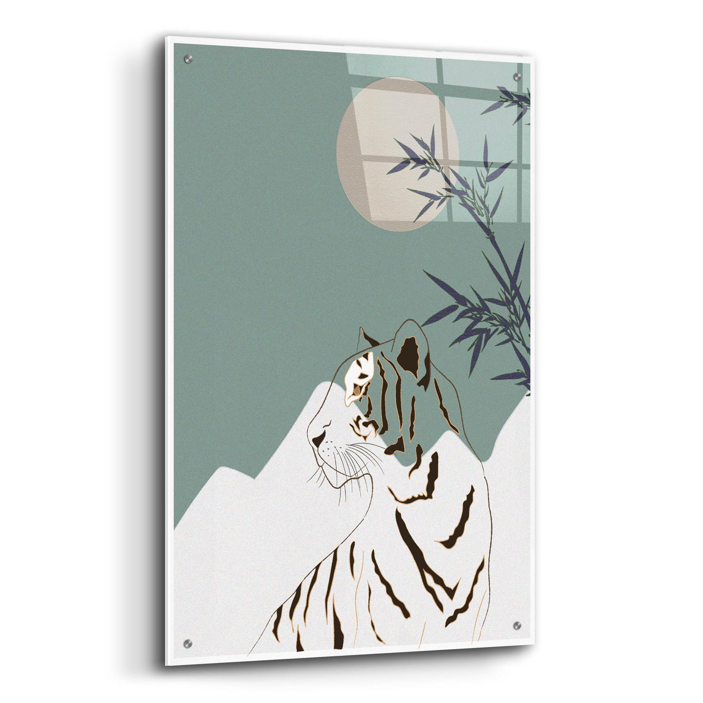 Epic Art 'Japanese Art White Tiger' by Sabrina Balbuena, Acrylic Glass Wall Art,24x36