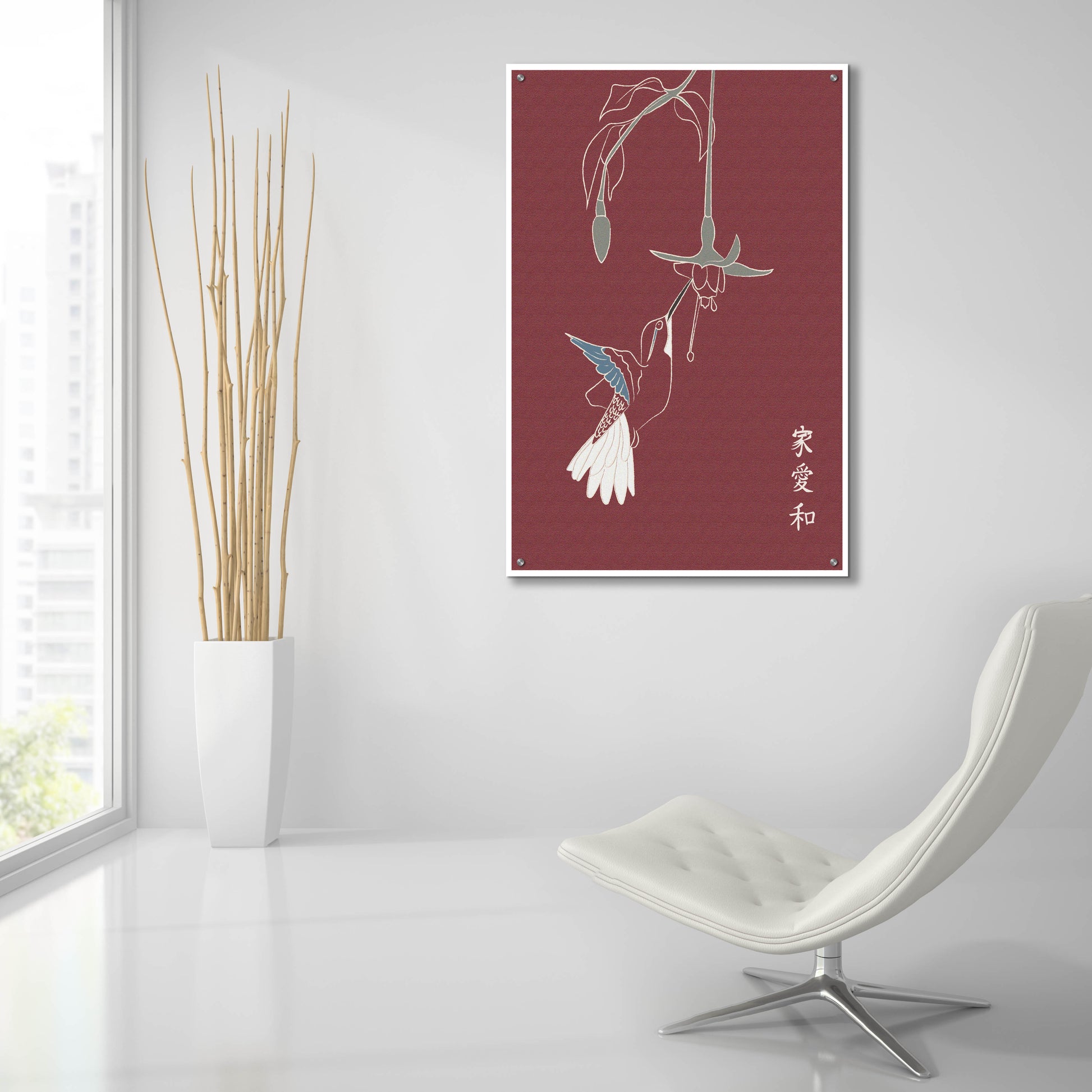 Epic Art 'Japanese Art Hummingbird' by Sabrina Balbuena, Acrylic Glass Wall Art,24x36