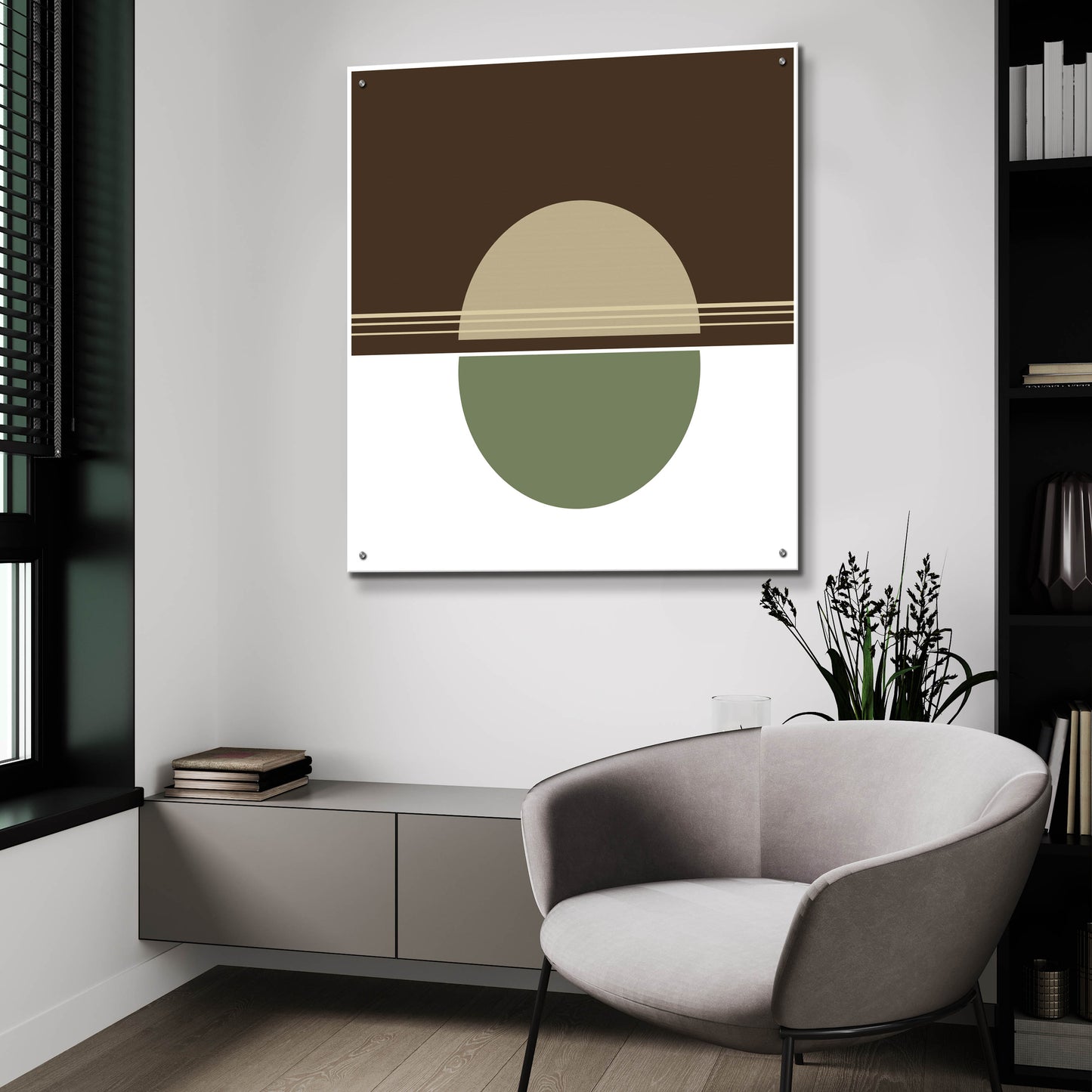 Epic Art 'Green Circle-Sunset' by Sabrina Balbuena, Acrylic Glass Wall Art,36x36