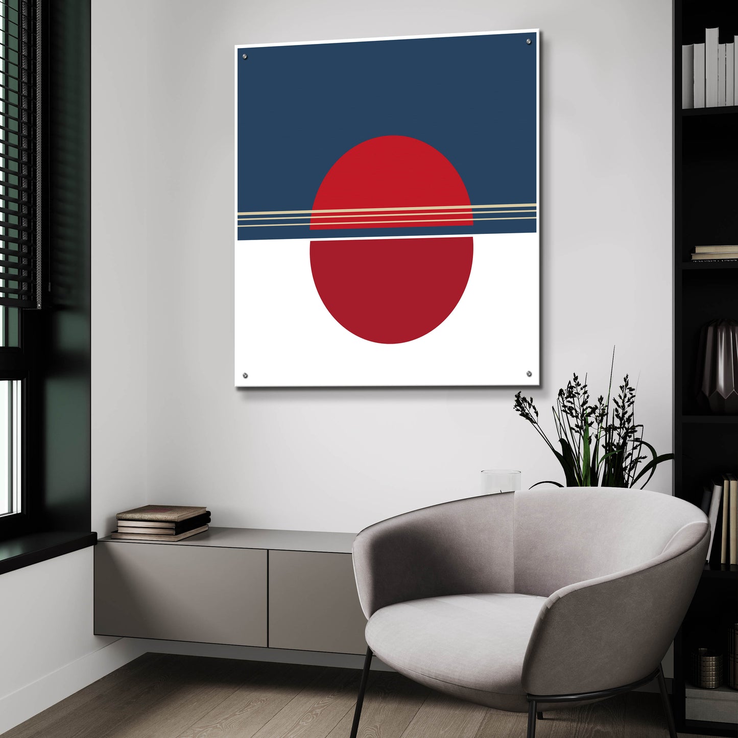 Epic Art 'Red Circle Sunset' by Sabrina Balbuena, Acrylic Glass Wall Art,36x36