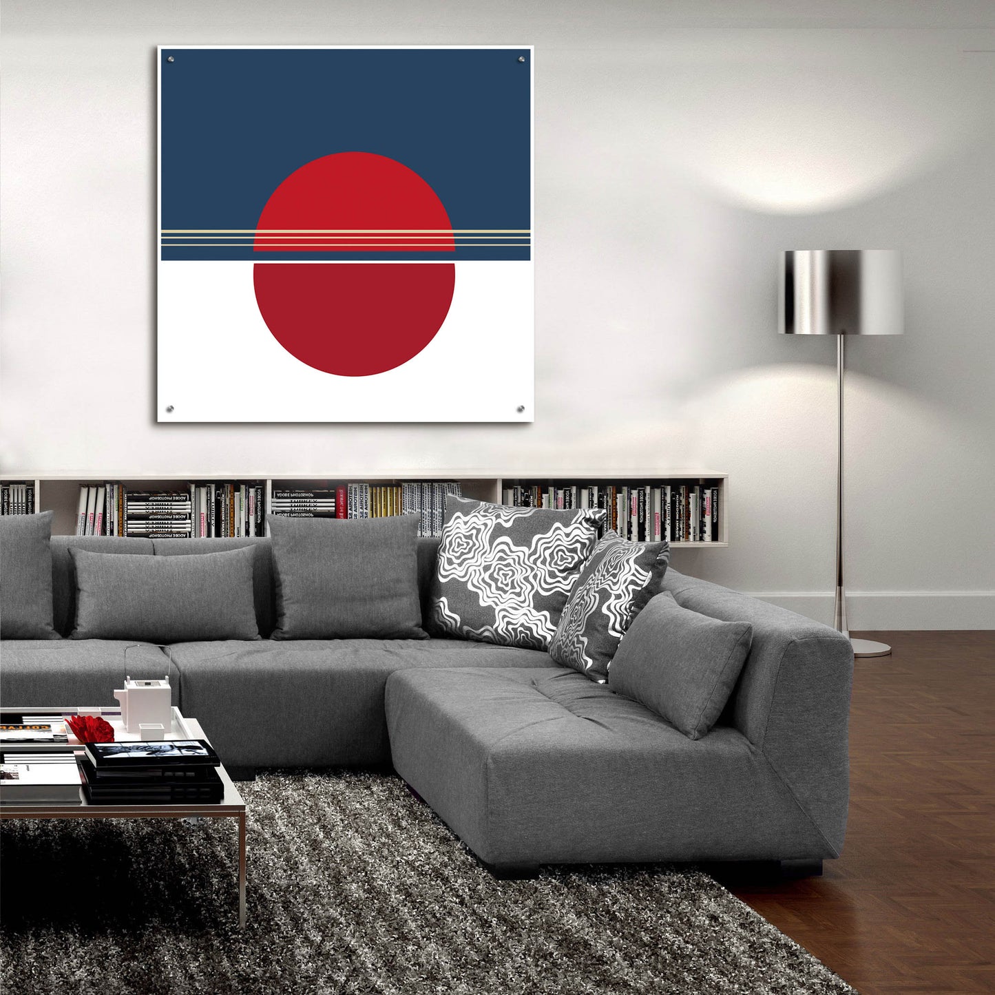 Epic Art 'Red Circle Sunset' by Sabrina Balbuena, Acrylic Glass Wall Art,36x36