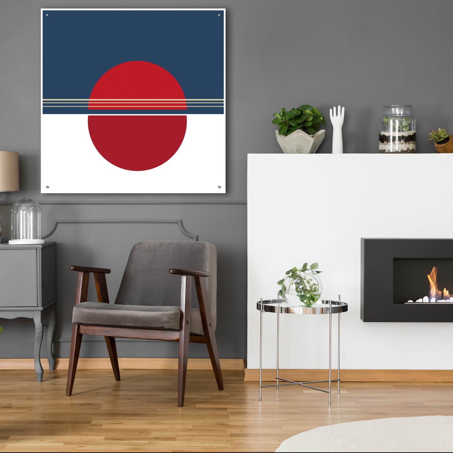 Epic Art 'Red Circle Sunset' by Sabrina Balbuena, Acrylic Glass Wall Art,36x36