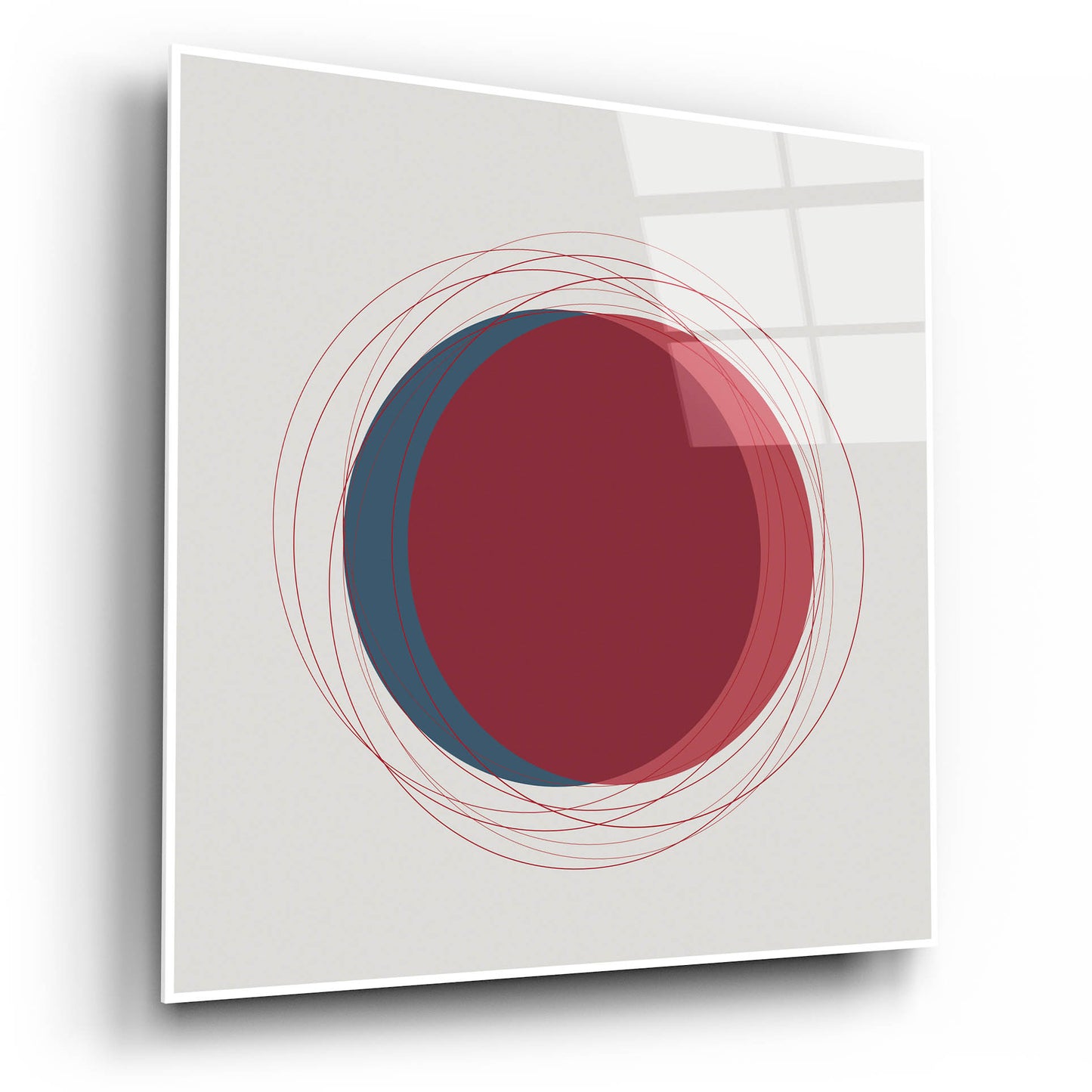 Epic Art 'Red And Blue Circles-Eclipse' by Sabrina Balbuena, Acrylic Glass Wall Art,12x12