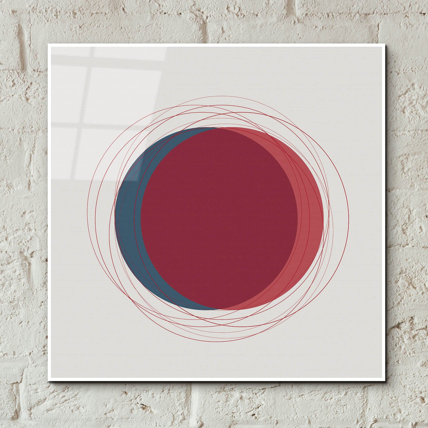 Epic Art 'Red And Blue Circles-Eclipse' by Sabrina Balbuena, Acrylic Glass Wall Art,12x12