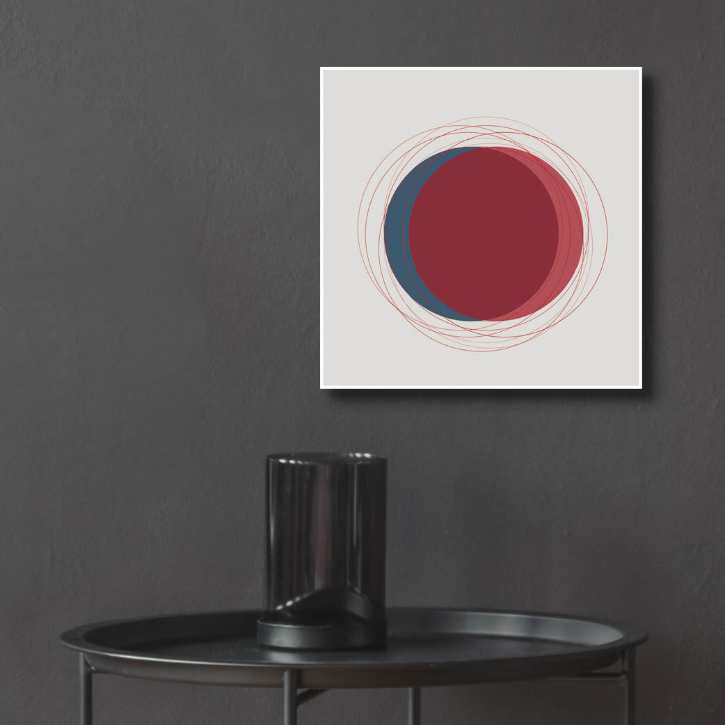 Epic Art 'Red And Blue Circles-Eclipse' by Sabrina Balbuena, Acrylic Glass Wall Art,12x12