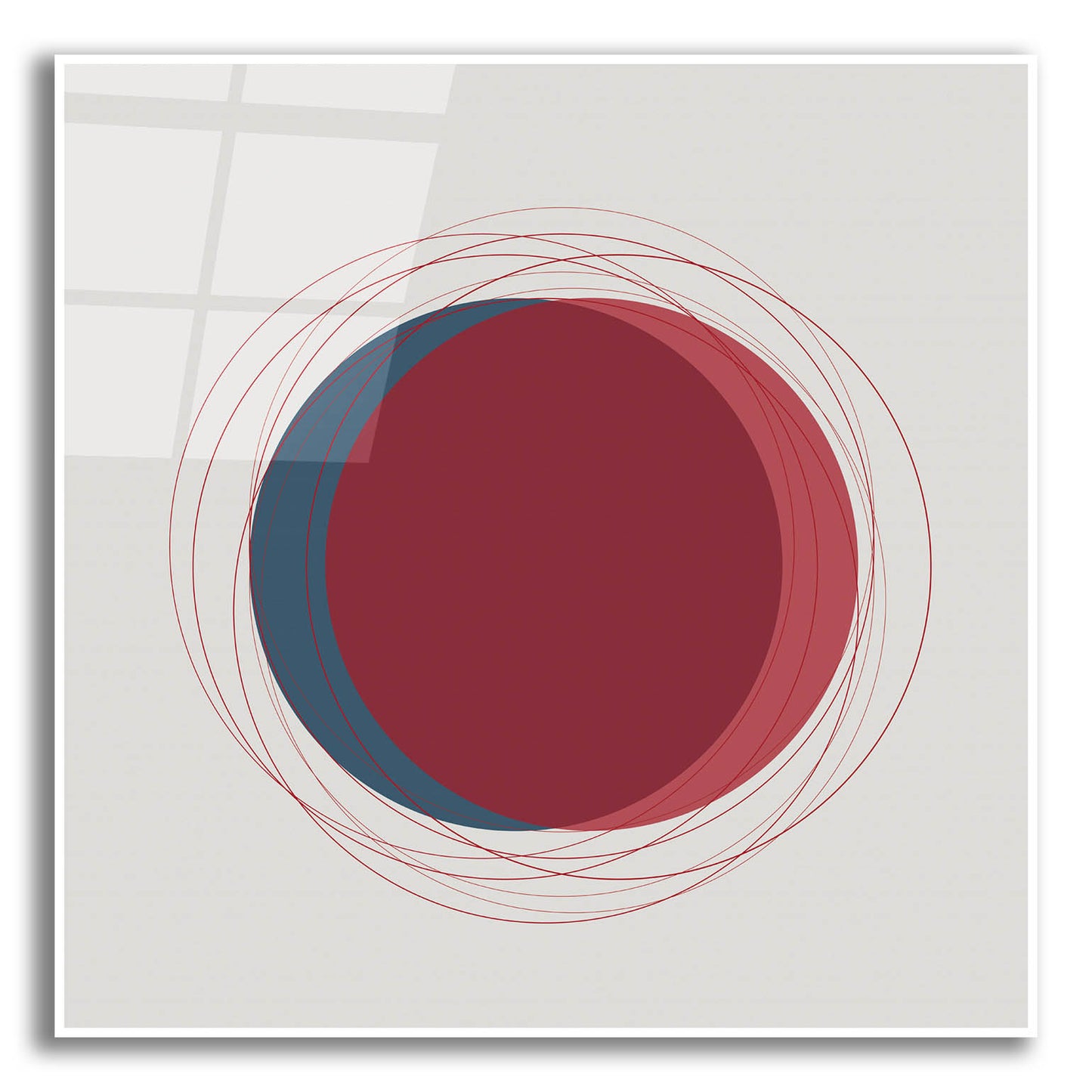 Epic Art 'Red And Blue Circles-Eclipse' by Sabrina Balbuena, Acrylic Glass Wall Art,12x12