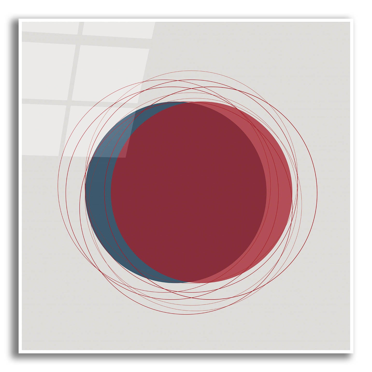 Epic Art 'Red And Blue Circles-Eclipse' by Sabrina Balbuena, Acrylic Glass Wall Art,12x12