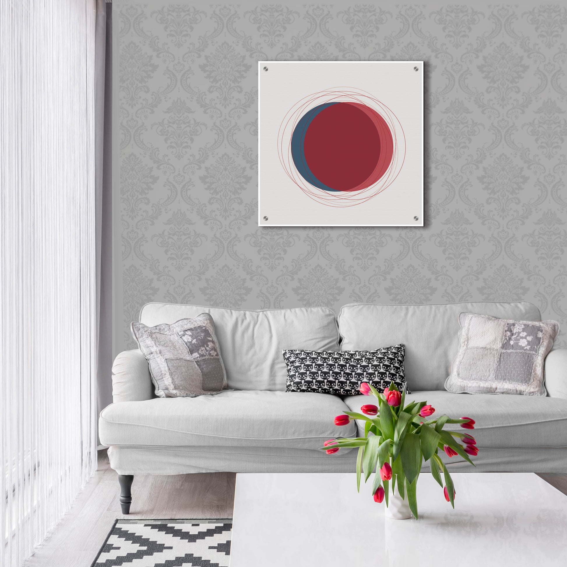 Epic Art 'Red And Blue Circles-Eclipse' by Sabrina Balbuena, Acrylic Glass Wall Art,24x24