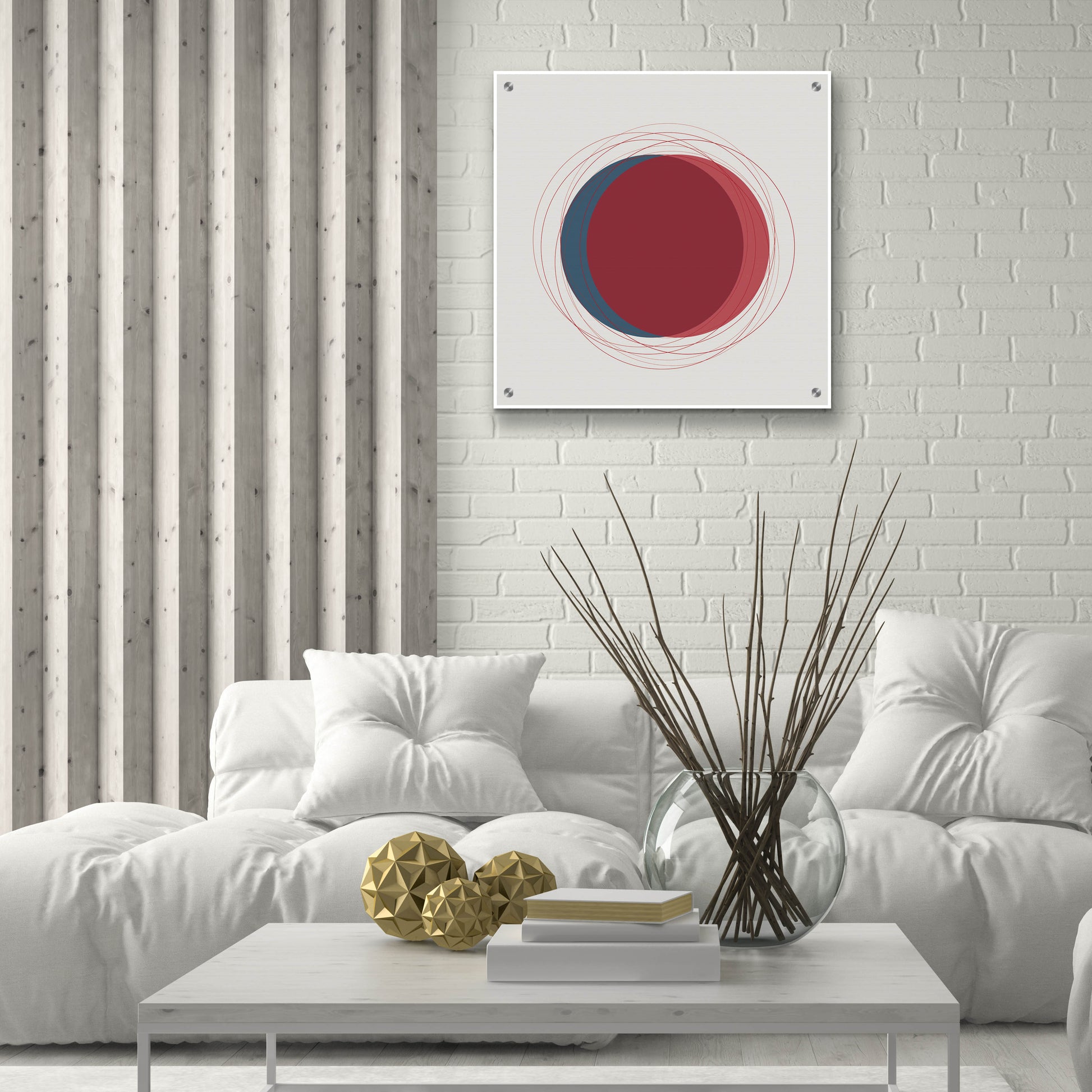 Epic Art 'Red And Blue Circles-Eclipse' by Sabrina Balbuena, Acrylic Glass Wall Art,24x24