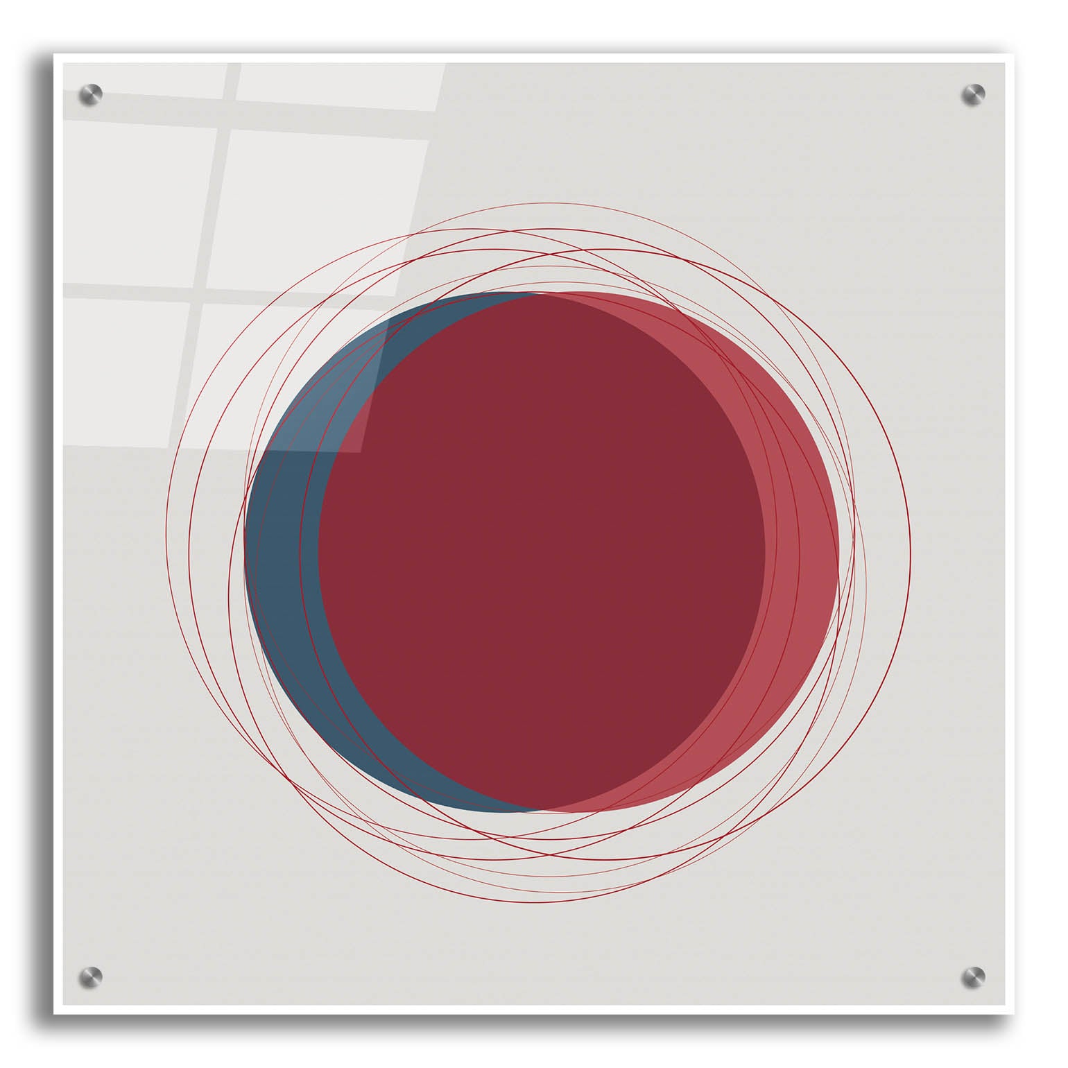 Epic Art 'Red And Blue Circles-Eclipse' by Sabrina Balbuena, Acrylic Glass Wall Art,24x24