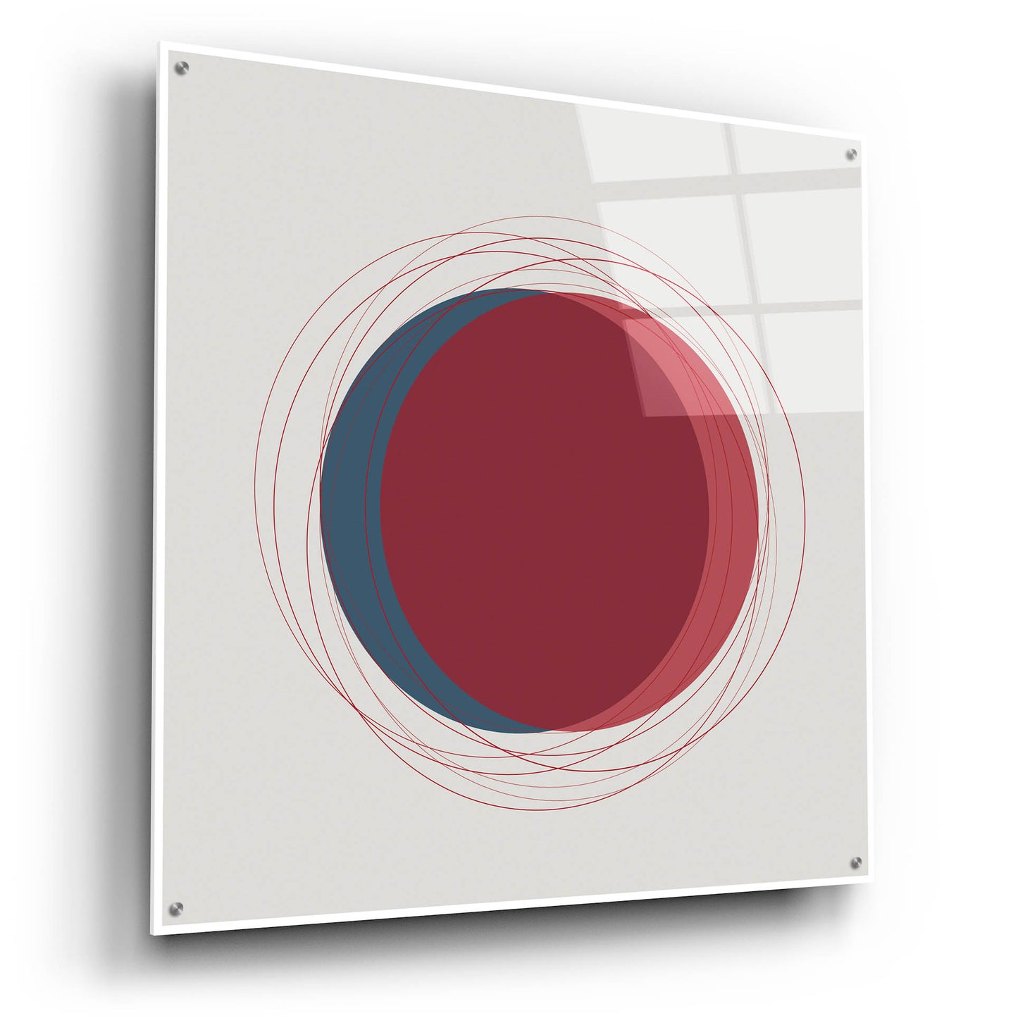 Epic Art 'Red And Blue Circles-Eclipse' by Sabrina Balbuena, Acrylic Glass Wall Art,36x36