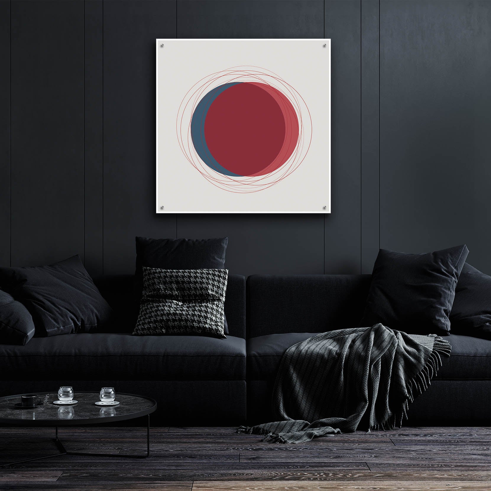 Epic Art 'Red And Blue Circles-Eclipse' by Sabrina Balbuena, Acrylic Glass Wall Art,36x36