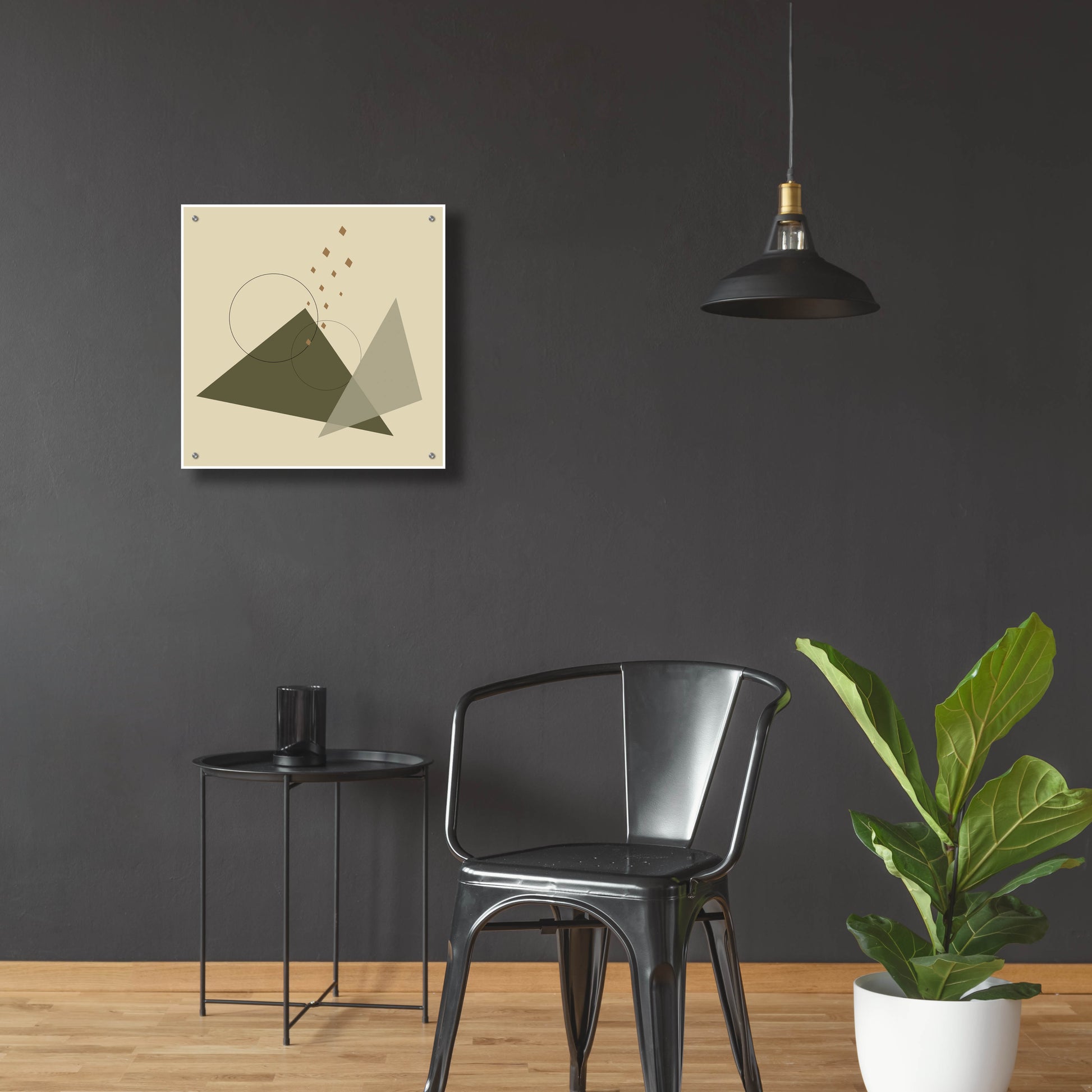 Epic Art 'Geometric Shapes-Meteor Shower In The Mountains Green' by Sabrina Balbuena, Acrylic Glass Wall Art,24x24