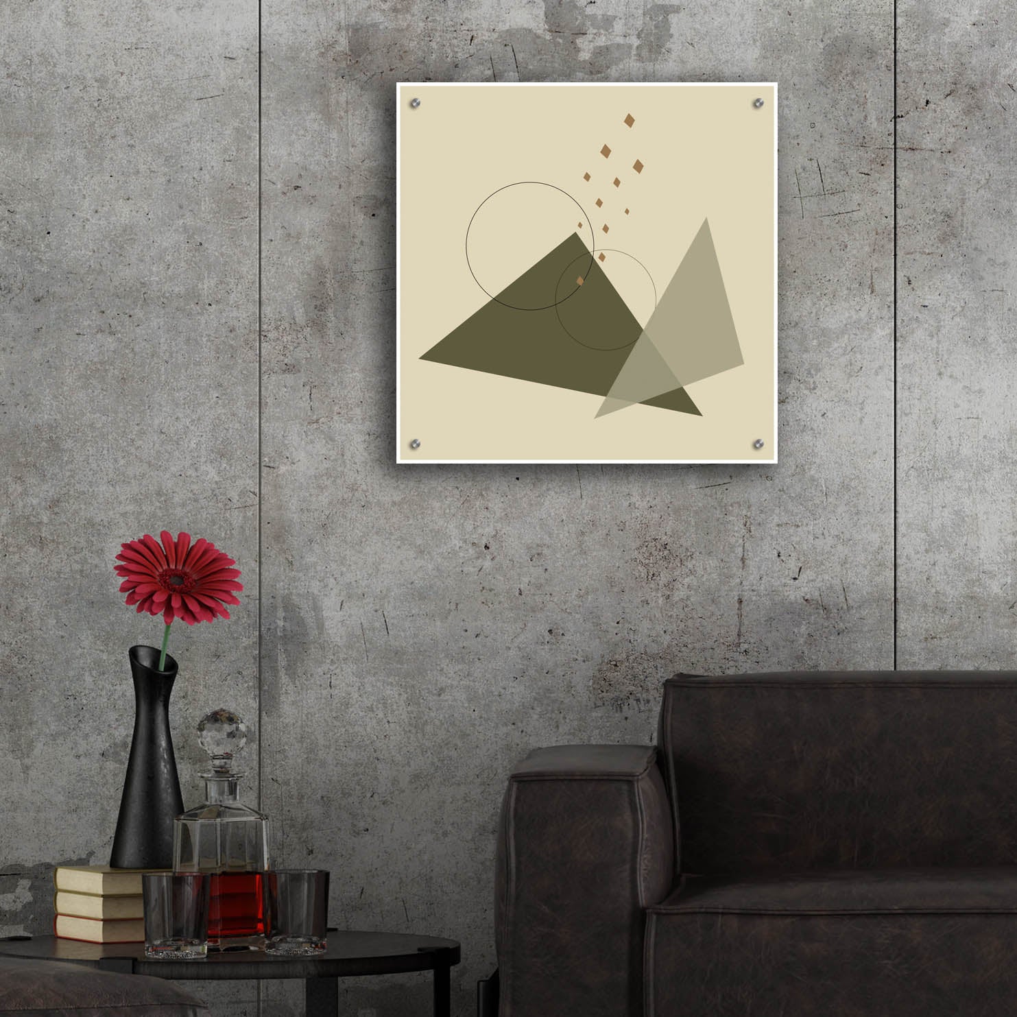 Epic Art 'Geometric Shapes-Meteor Shower In The Mountains Green' by Sabrina Balbuena, Acrylic Glass Wall Art,24x24