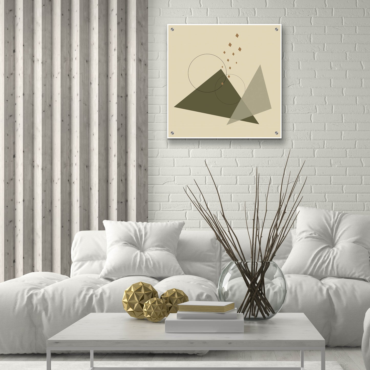 Epic Art 'Geometric Shapes-Meteor Shower In The Mountains Green' by Sabrina Balbuena, Acrylic Glass Wall Art,24x24