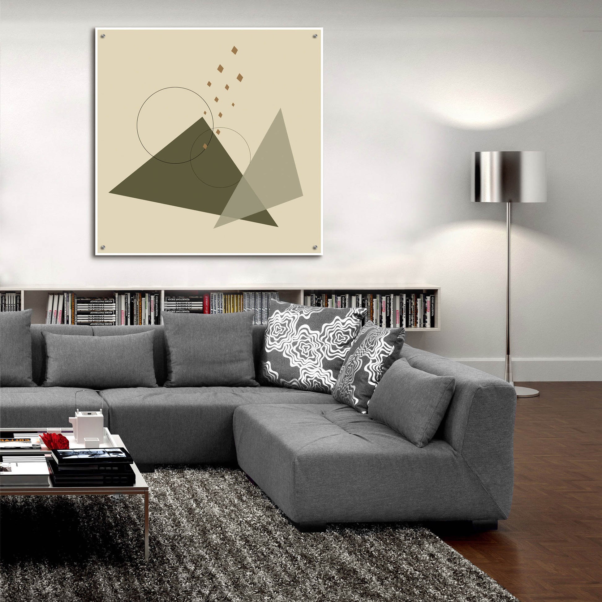 Epic Art 'Geometric Shapes-Meteor Shower In The Mountains Green' by Sabrina Balbuena, Acrylic Glass Wall Art,36x36