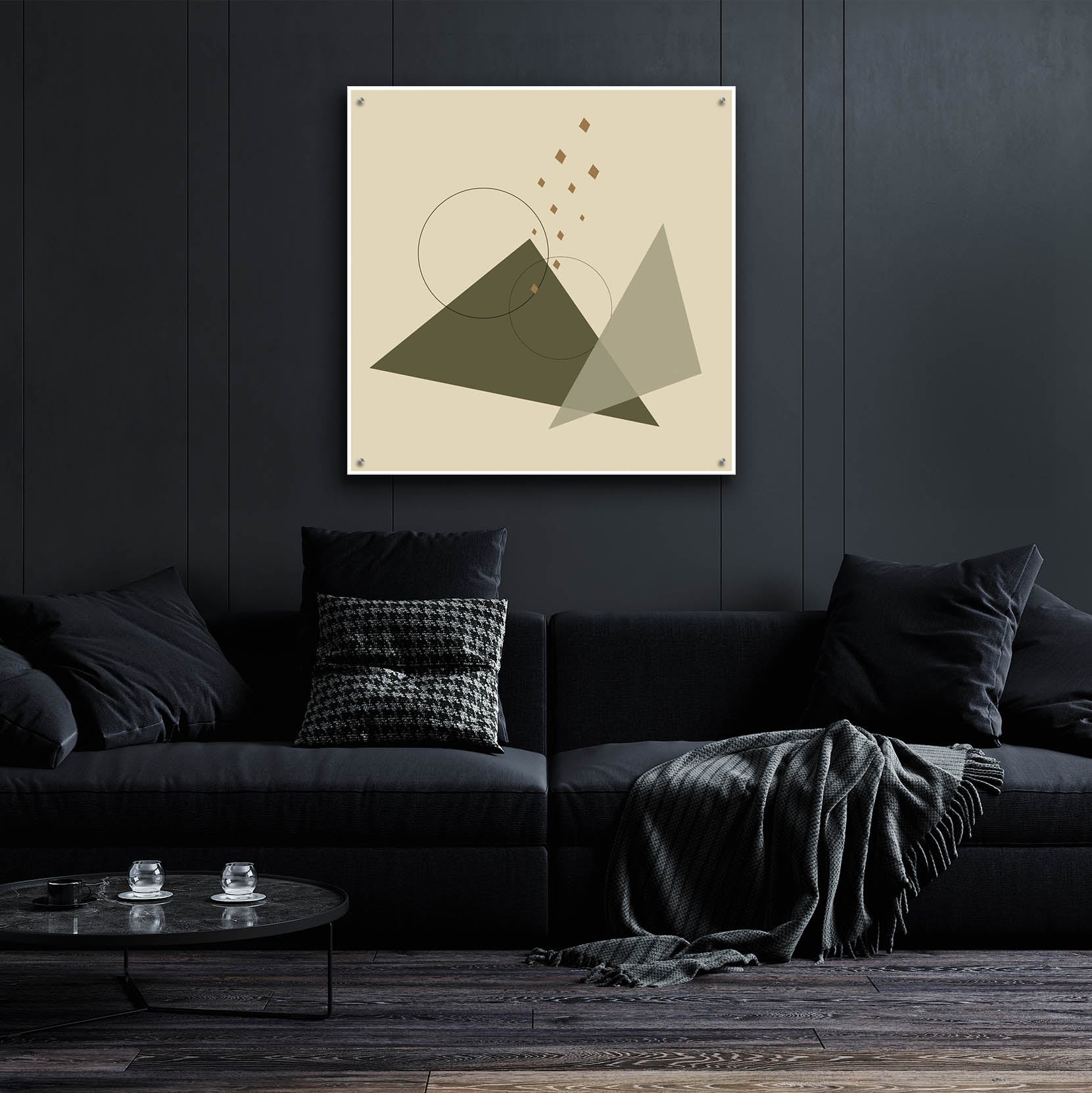 Epic Art 'Geometric Shapes-Meteor Shower In The Mountains Green' by Sabrina Balbuena, Acrylic Glass Wall Art,36x36