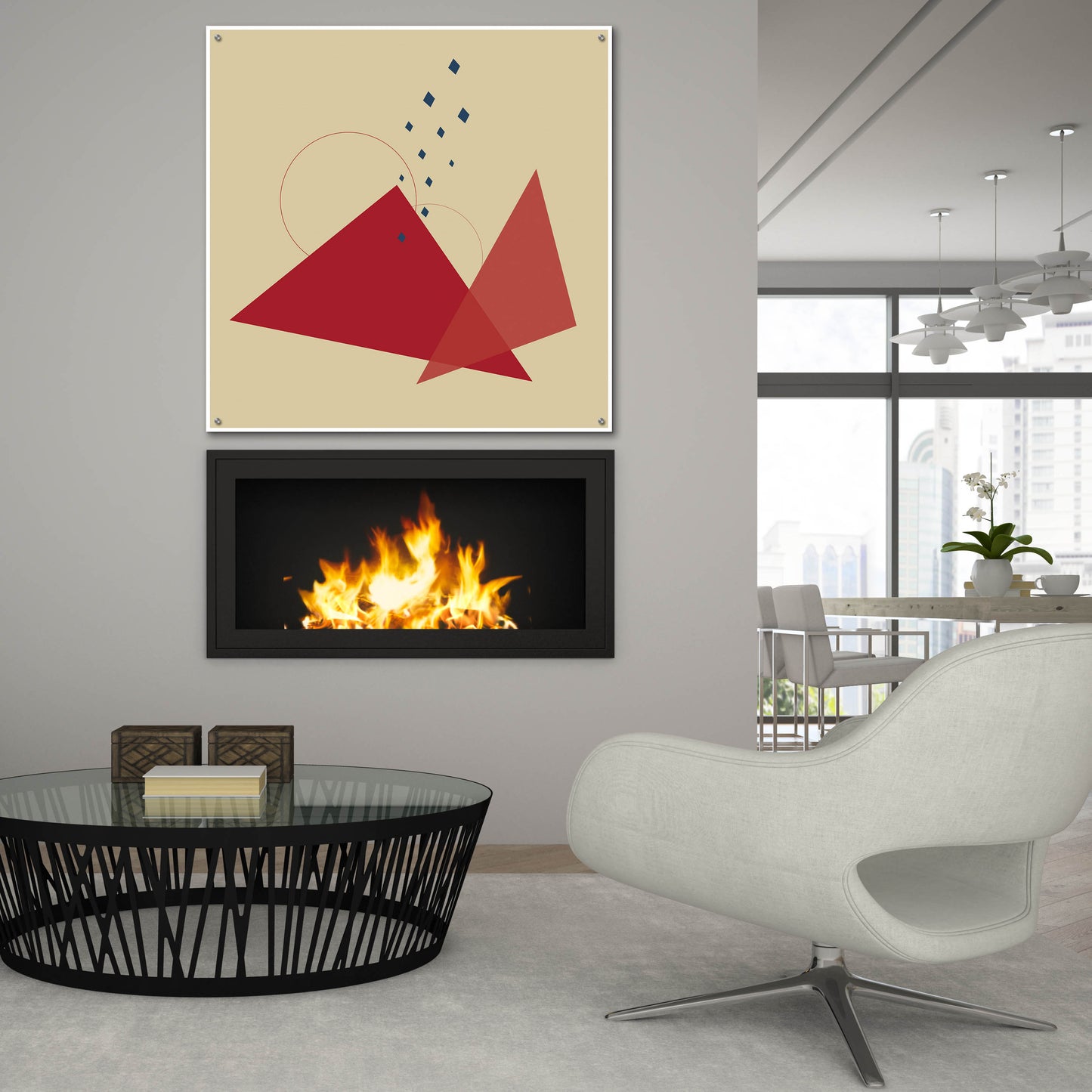 Epic Art 'Geometric Shapes-Meteor Shower In The Mountains' by Sabrina Balbuena, Acrylic Glass Wall Art,36x36