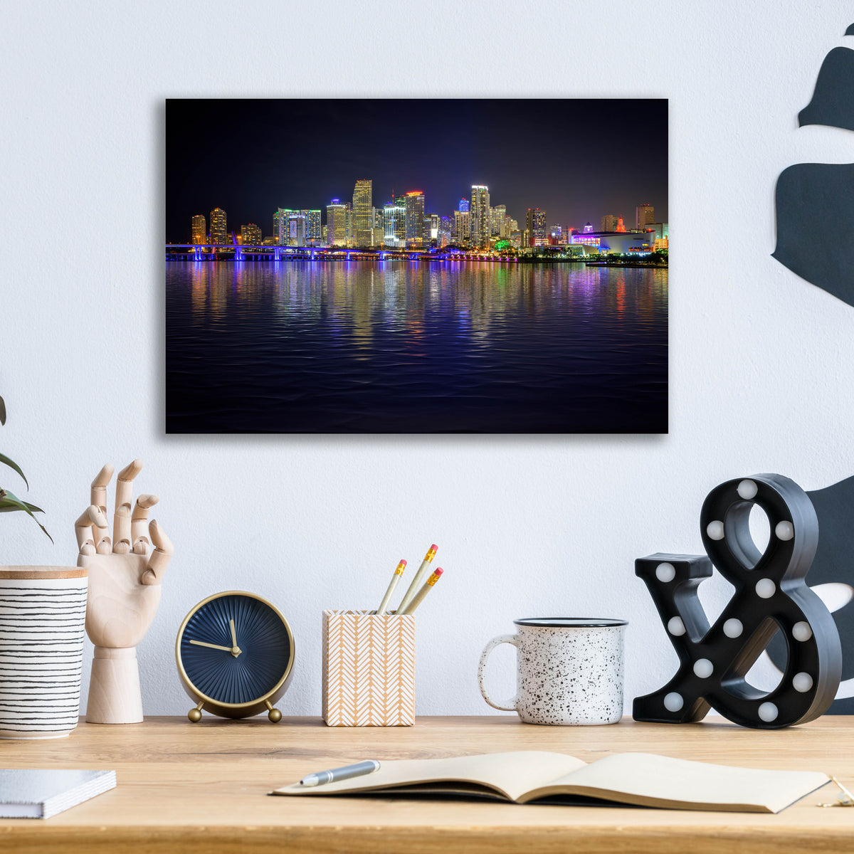 Epic Art 'Miami Skyline' by Rick Berk, Acrylic Glass Wall Art,16x12