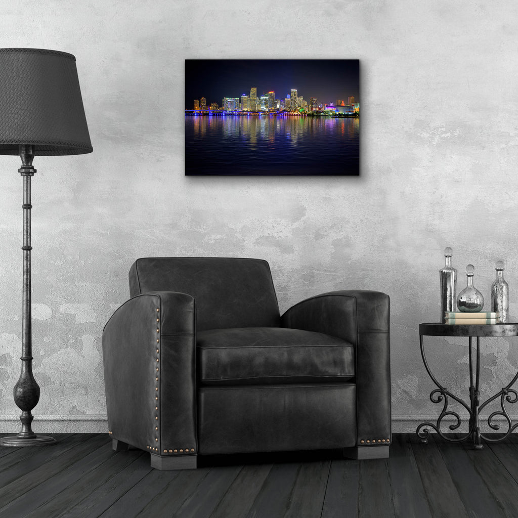 Epic Art 'Miami Skyline' by Rick Berk, Acrylic Glass Wall Art,24x16