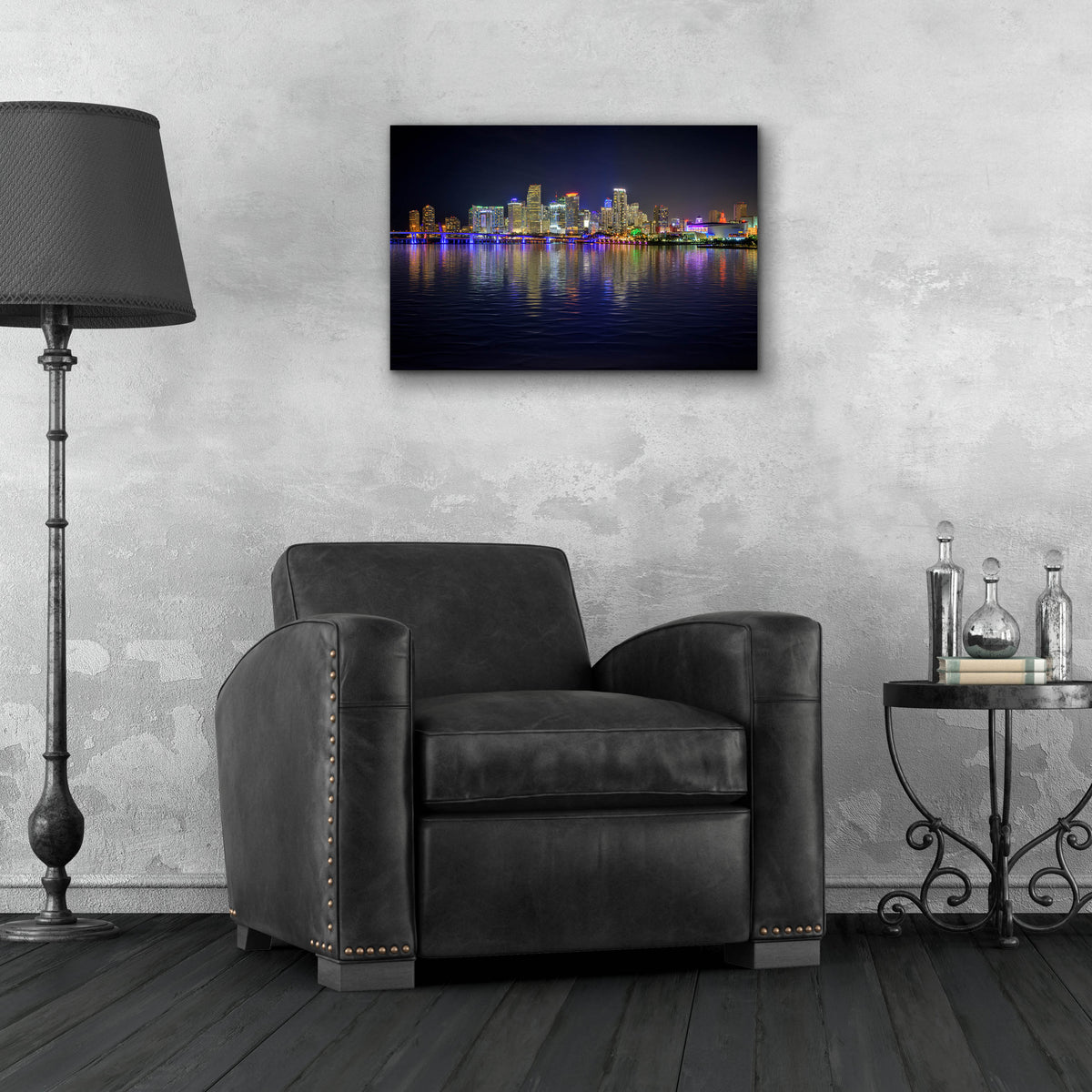 Epic Art 'Miami Skyline' by Rick Berk, Acrylic Glass Wall Art,24x16