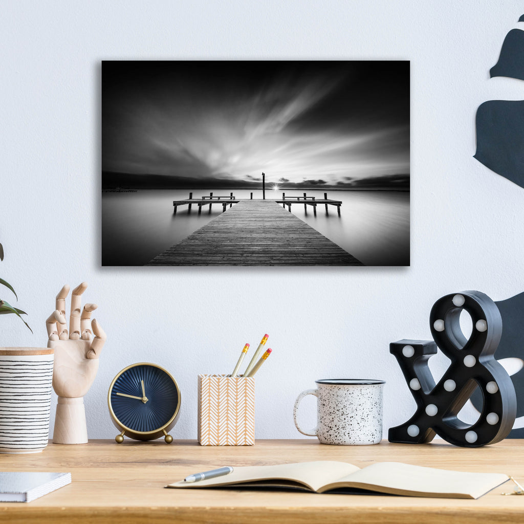 Epic Art 'Sunset Over Barnegat Bay BW' by Rick Berk, Acrylic Glass Wall Art,16x12