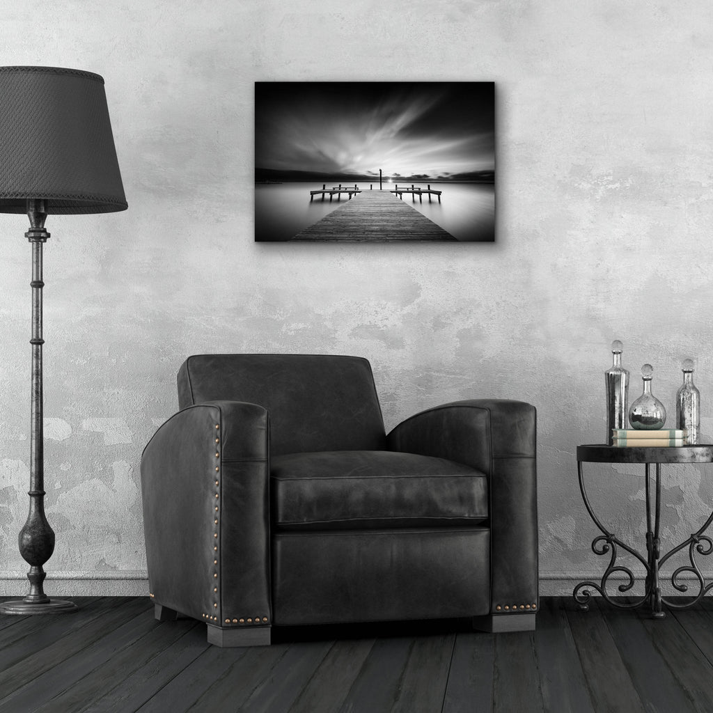 Epic Art 'Sunset Over Barnegat Bay BW' by Rick Berk, Acrylic Glass Wall Art,24x16