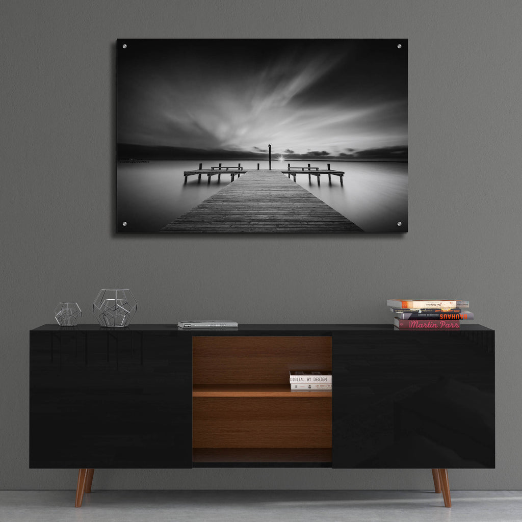 Epic Art 'Sunset Over Barnegat Bay BW' by Rick Berk, Acrylic Glass Wall Art,36x24