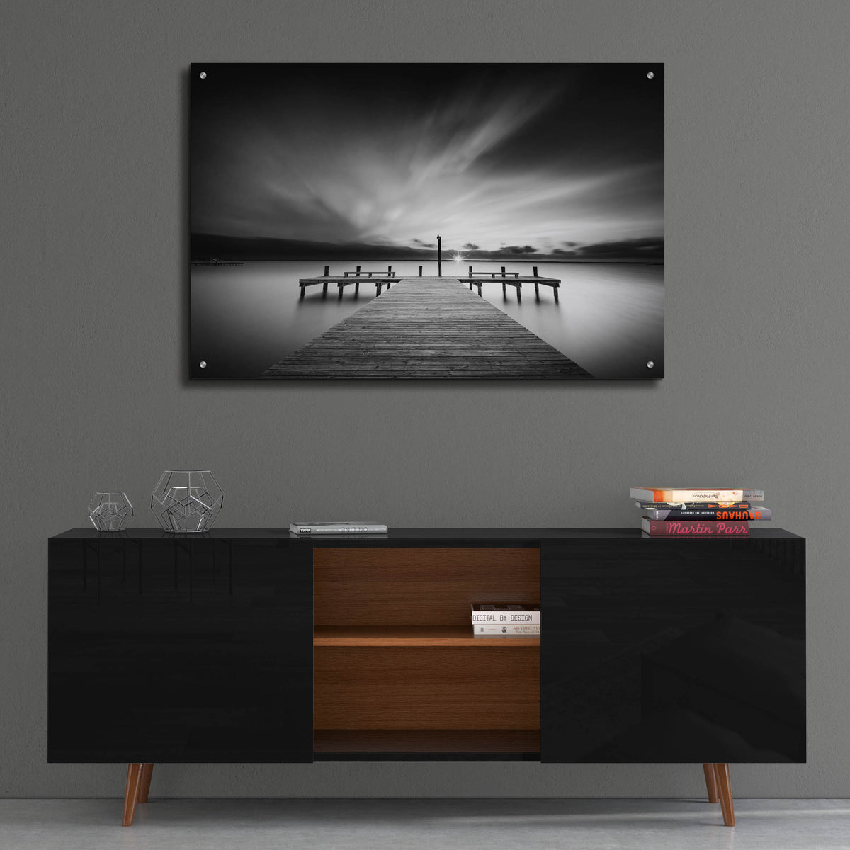 Epic Art 'Sunset Over Barnegat Bay BW' by Rick Berk, Acrylic Glass Wall Art,36x24