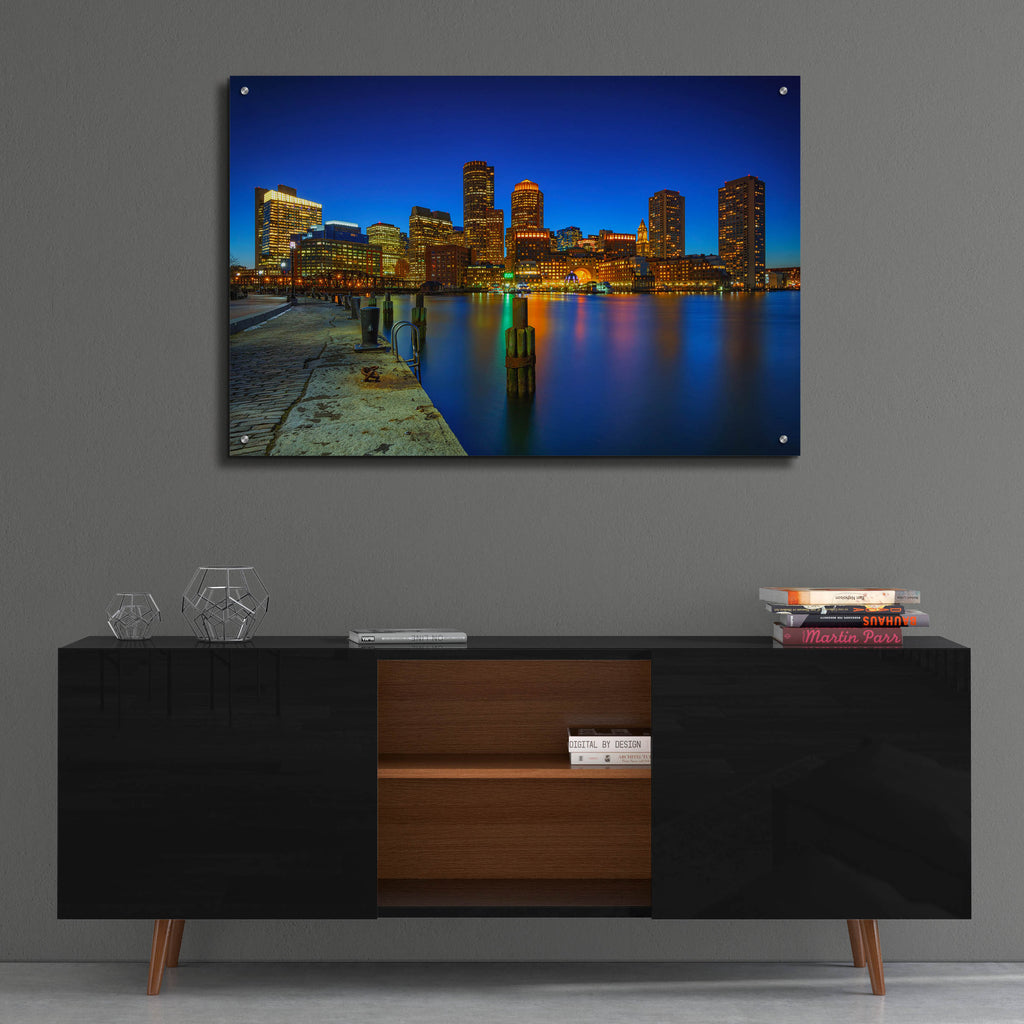 Epic Art 'Boston Twilight at Fan Pier' by Rick Berk, Acrylic Glass Wall Art,36x24