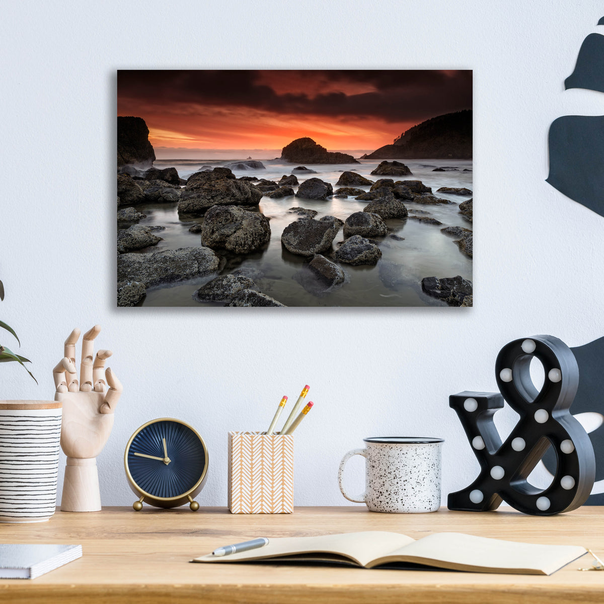 Epic Art 'Indian Beach Sunset' by Rick Berk, Acrylic Glass Wall Art,16x12
