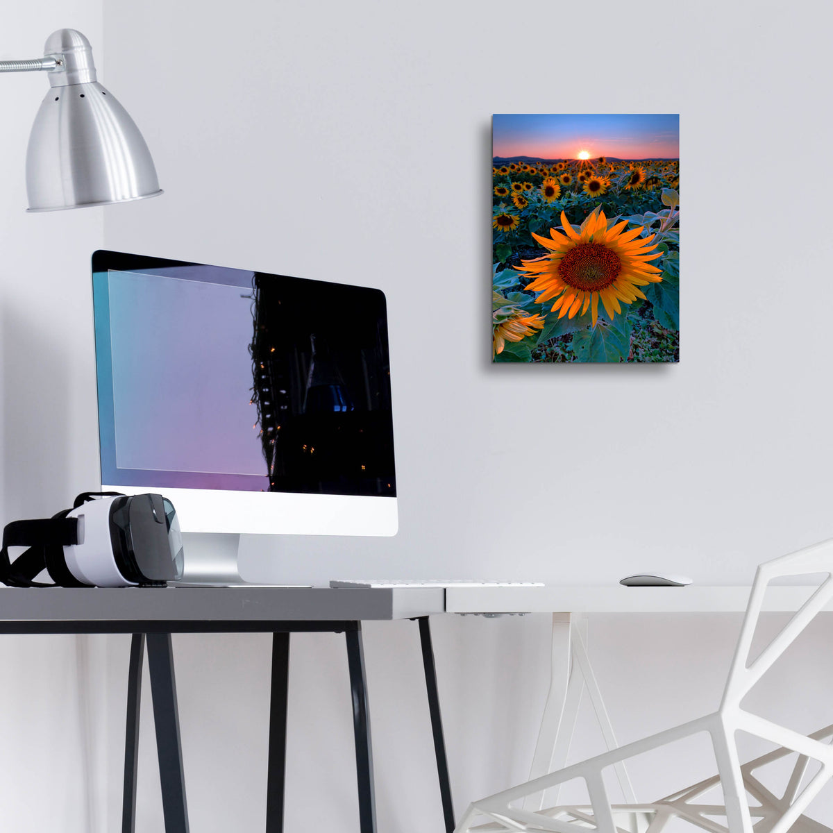 Epic Art 'Sunflower Sunset' by Rick Berk, Acrylic Glass Wall Art,12x16
