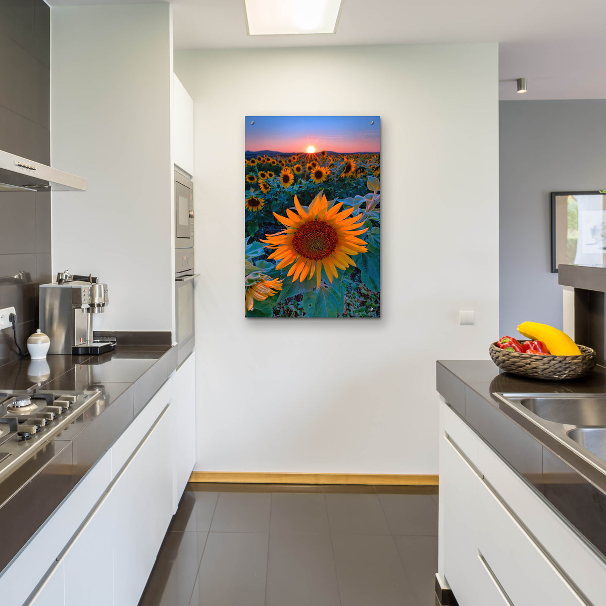 Epic Art 'Sunflower Sunset' by Rick Berk, Acrylic Glass Wall Art,24x36