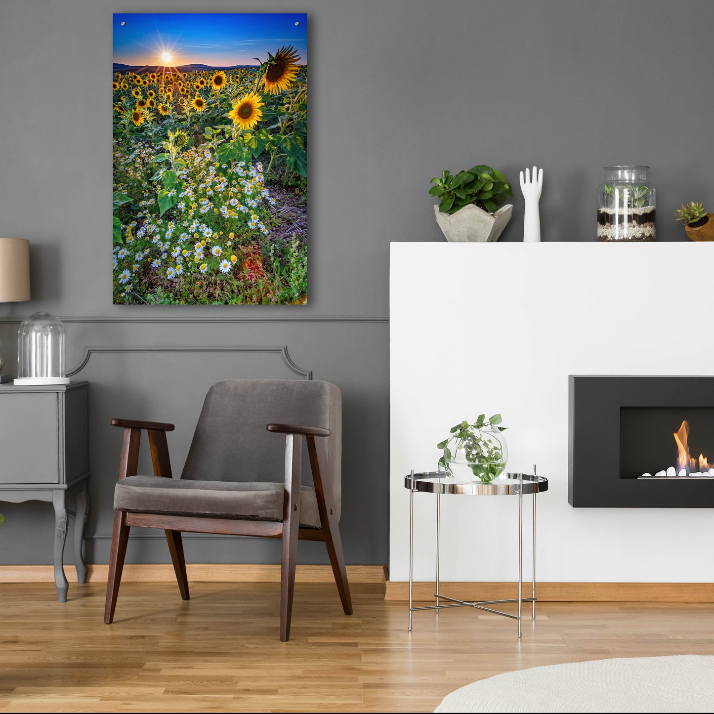 Epic Art 'Sunflowers & Canary Island Marguerites' by Rick Berk, Acrylic Glass Wall Art,24x36