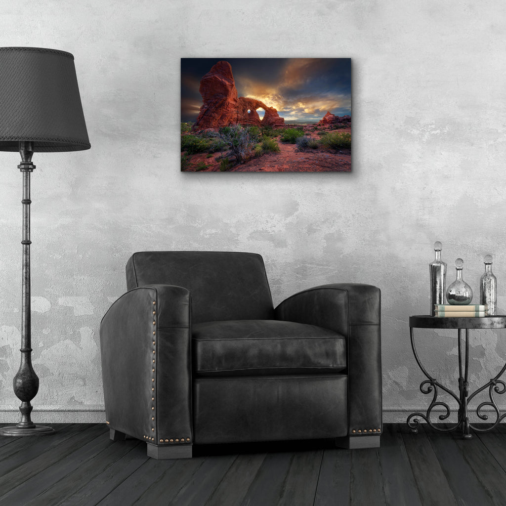 Epic Art 'Sunset Through Turret Arch' by Rick Berk, Acrylic Glass Wall Art,24x16