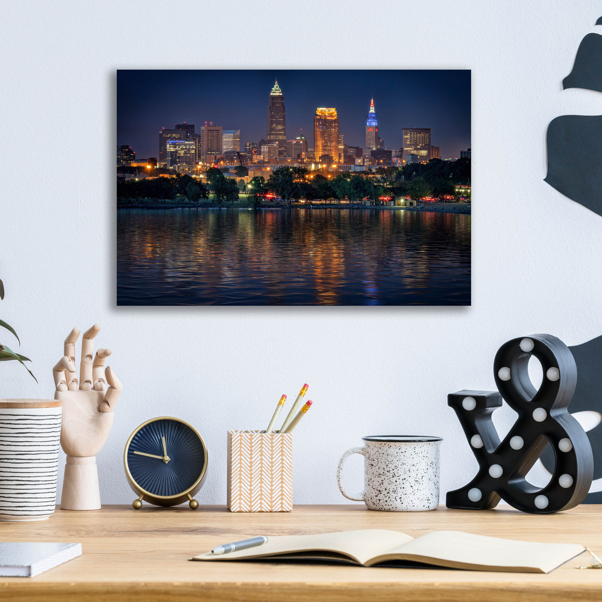 Epic Art 'Cleveland At Night' by Rick Berk, Acrylic Glass Wall Art,16x12