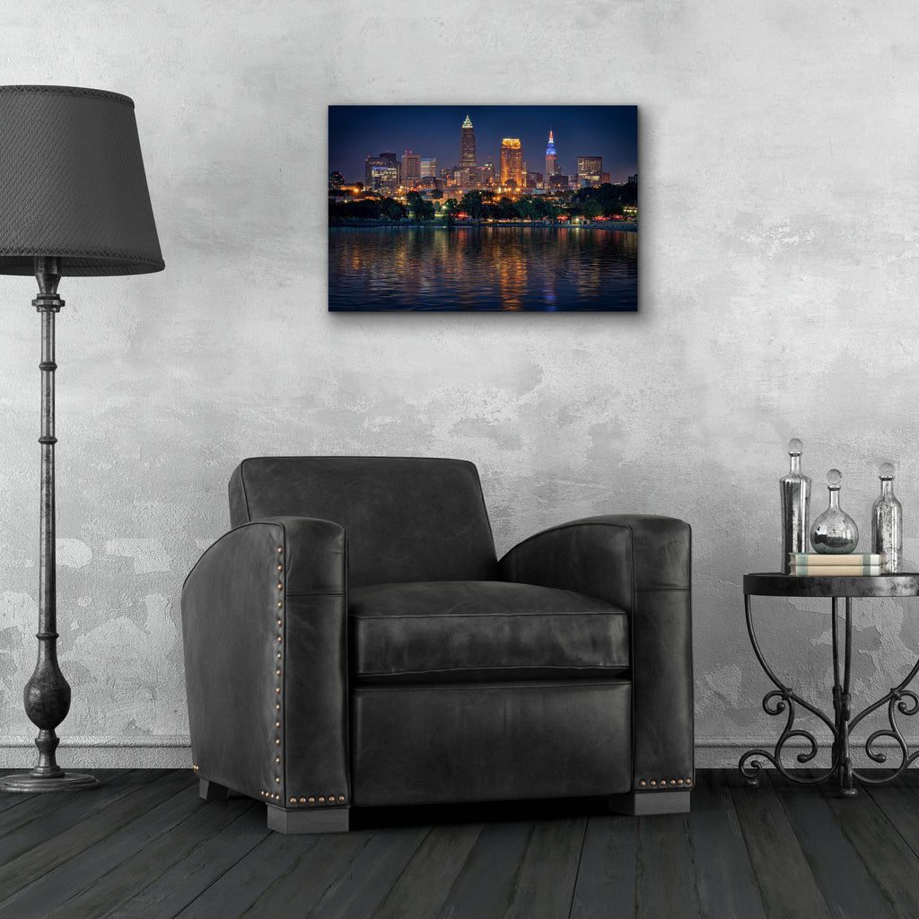 Epic Art 'Cleveland At Night' by Rick Berk, Acrylic Glass Wall Art,24x16