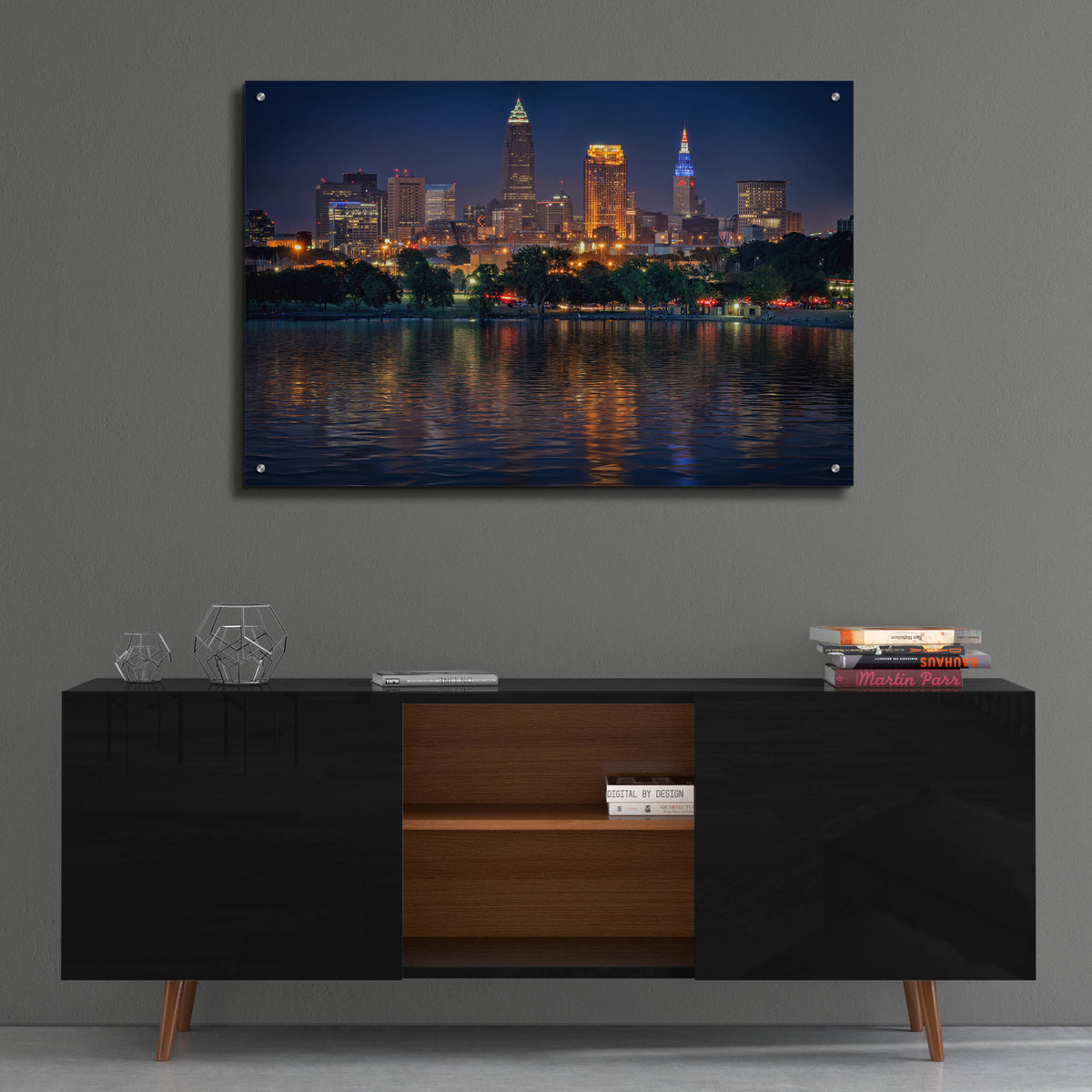 Epic Art 'Cleveland At Night' by Rick Berk, Acrylic Glass Wall Art,36x24