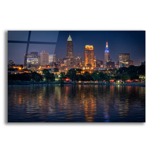 Epic Art 'Cleveland At Night' by Rick Berk, Acrylic Glass Wall Art