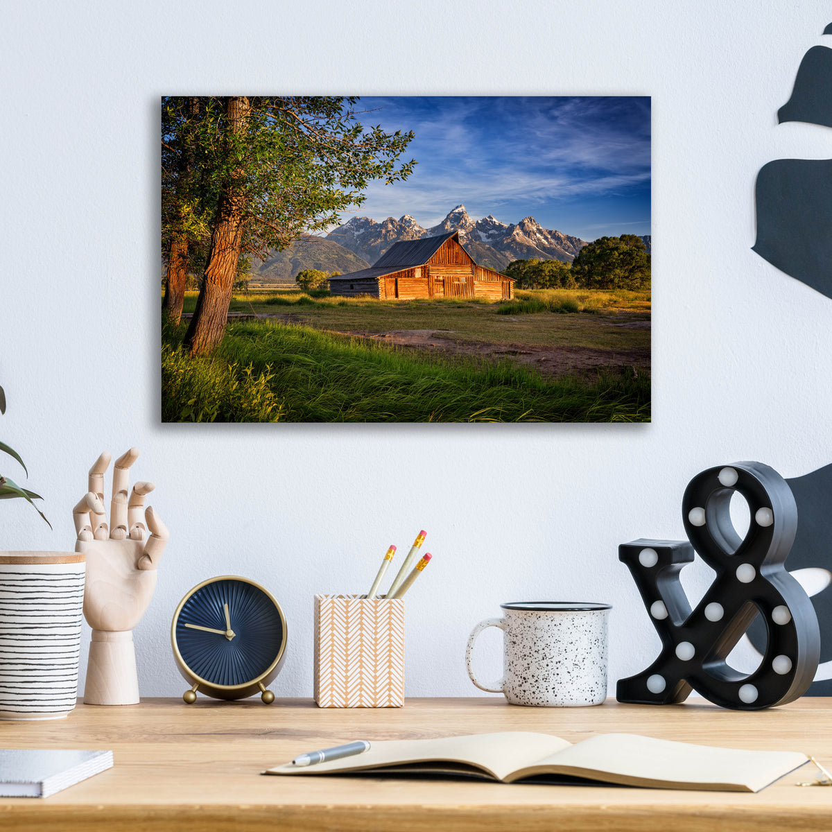 Epic Art 'Morning at Moulton Barn' by Rick Berk, Acrylic Glass Wall Art,16x12