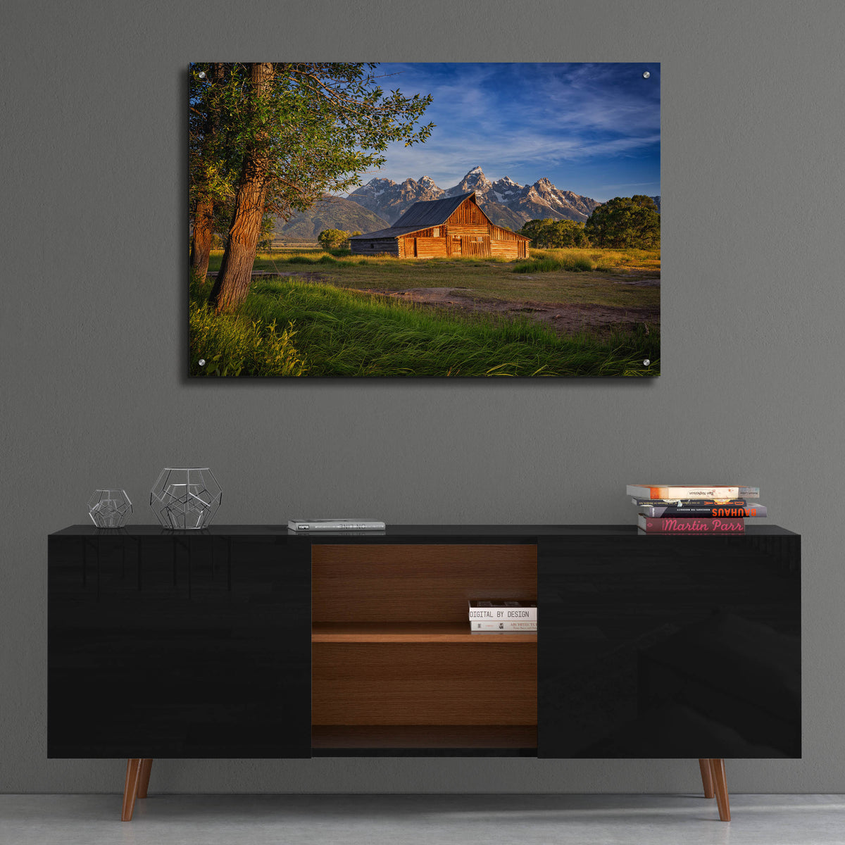 Epic Art 'Morning at Moulton Barn' by Rick Berk, Acrylic Glass Wall Art,36x24