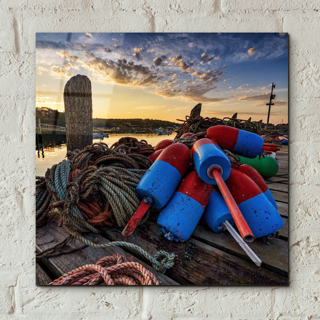 Epic Art 'Buoys and Line SQ' by Rick Berk, Acrylic Glass Wall Art,12x12