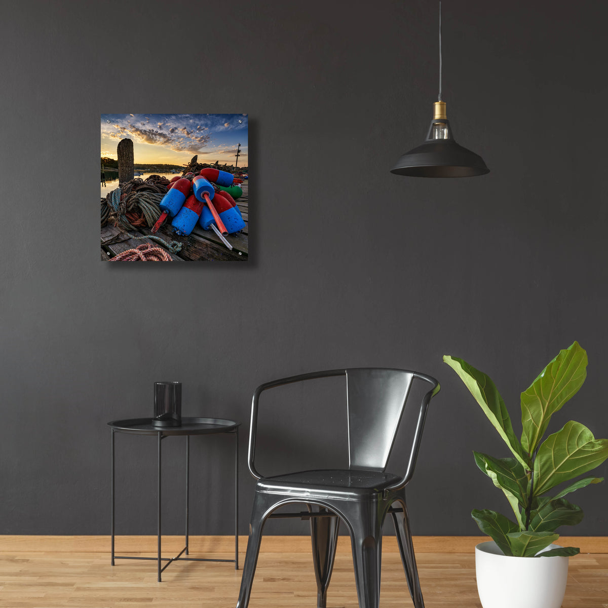 Epic Art 'Buoys and Line SQ' by Rick Berk, Acrylic Glass Wall Art,24x24