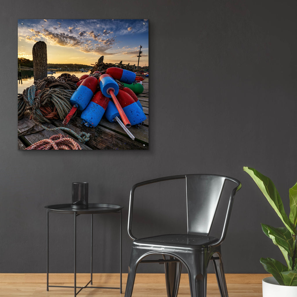 Epic Art 'Buoys and Line SQ' by Rick Berk, Acrylic Glass Wall Art,36x36