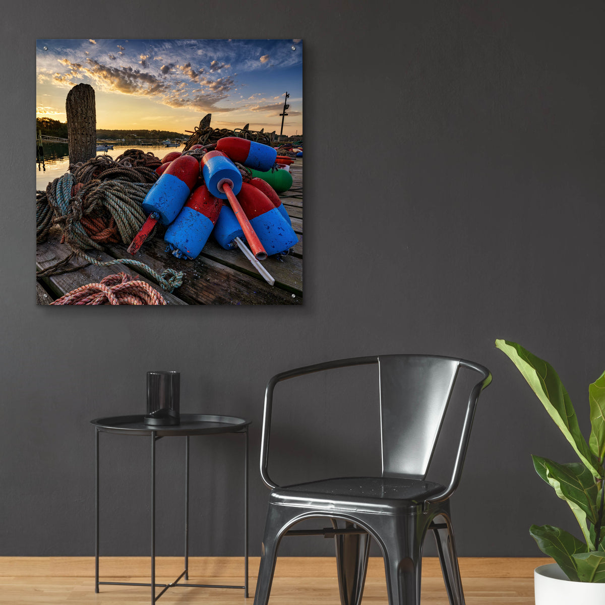 Epic Art 'Buoys and Line SQ' by Rick Berk, Acrylic Glass Wall Art,36x36